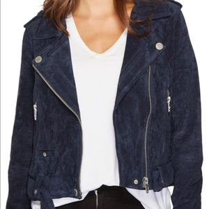 Blank NYC Navy Morning Suede Moto Jacket